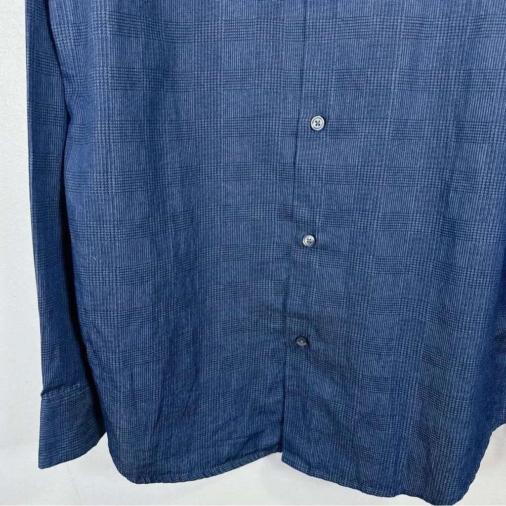Banana Republic Plaid Denim Chambray Slim Fit Button Shirt